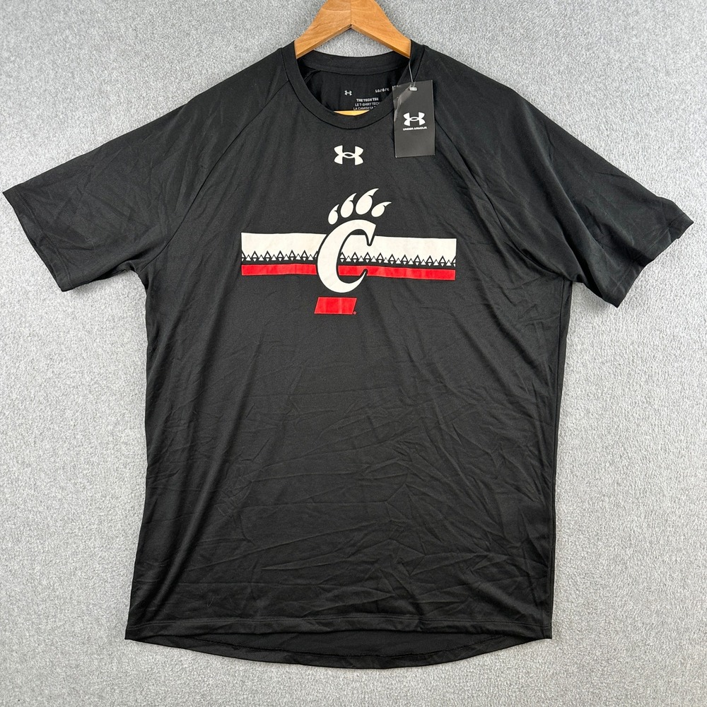 Cincinnati Bearcats Tech Tee NWT Under Armour T-Shirt Mens Large Black NCAA NEW
